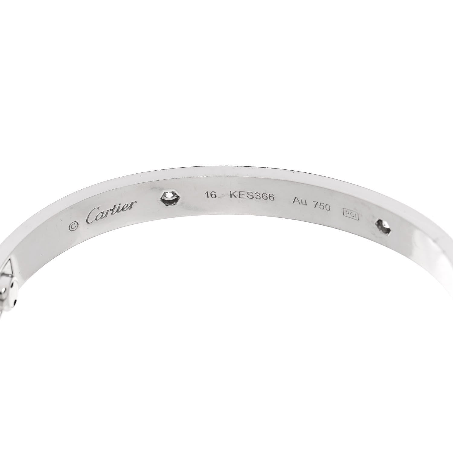 Cartier 18K White Gold 4 Diamond LOVE Bracelet 16 6 of 9