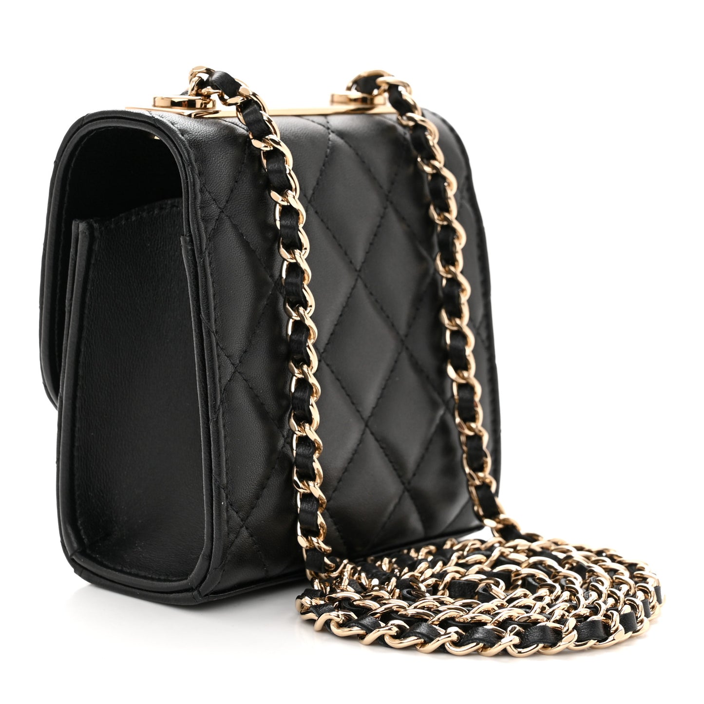 Lambskin Quilted Mini Trendy CC Chain Wallet Black