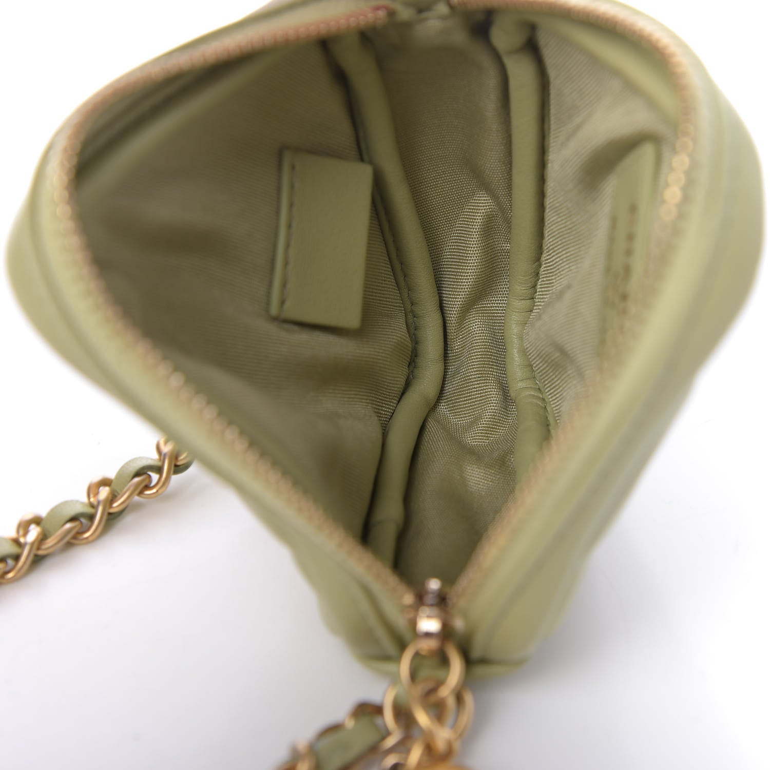 Chanel Lambskin Quilted Diamond Coin Purse With Chain Green 5 of 10