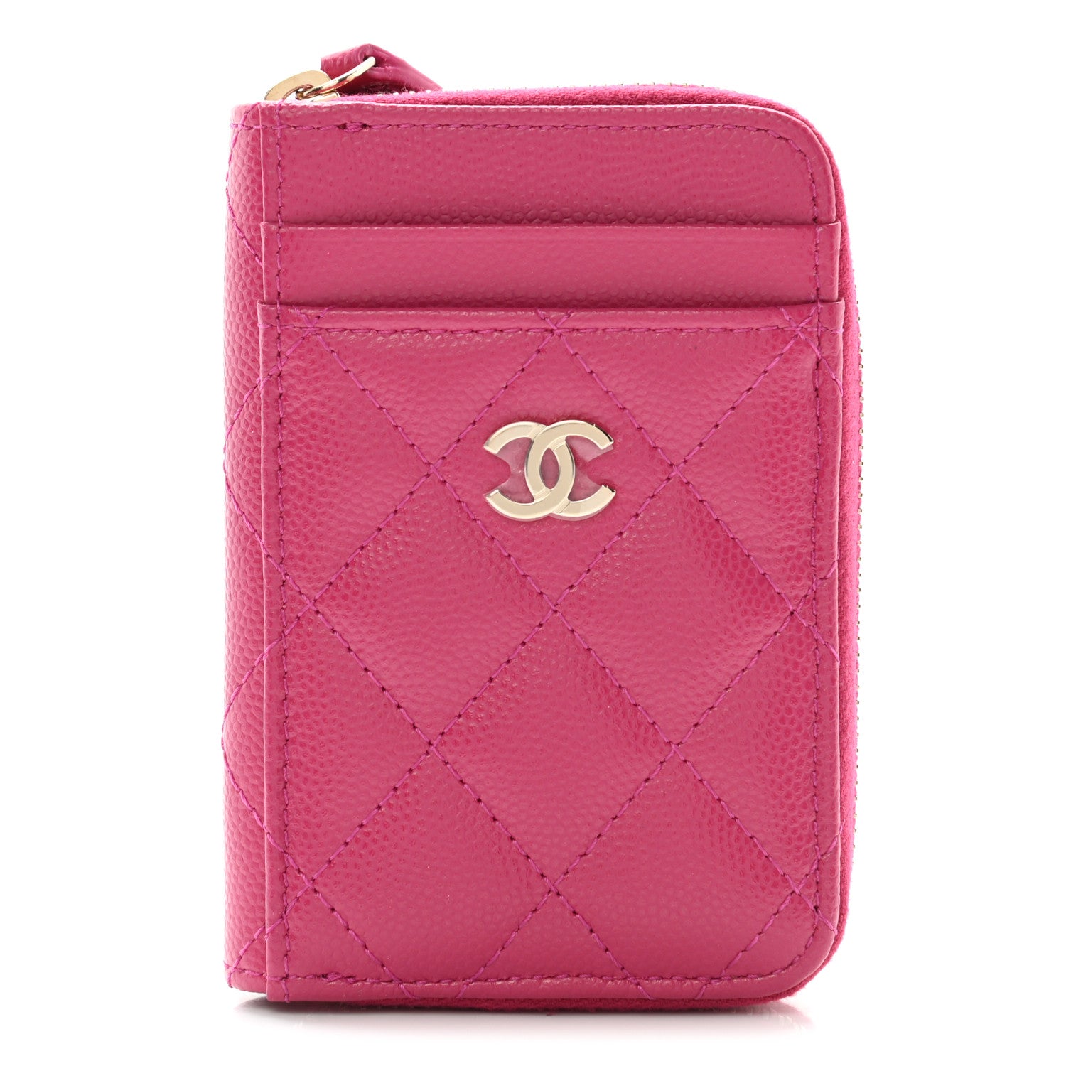 Chanel Caviar Quilted Zip Card Holder Fuchsia 1 of 9