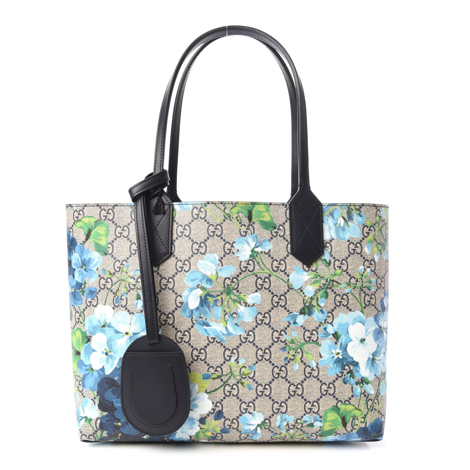Gucci GG Supreme Monogram Blooms Small Reversible Tote Beige Blue Navy 1 of 16