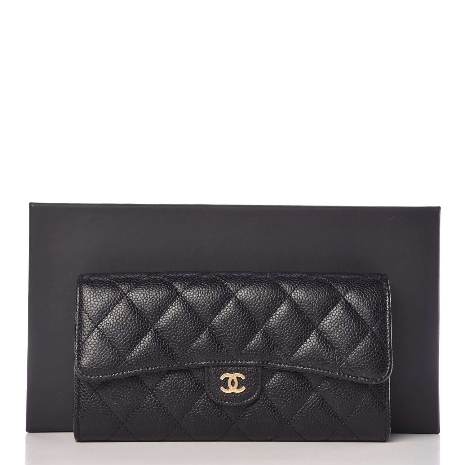 Chanel Caviar Quilted Large Gusset Flap Wallet Black 9 of 9