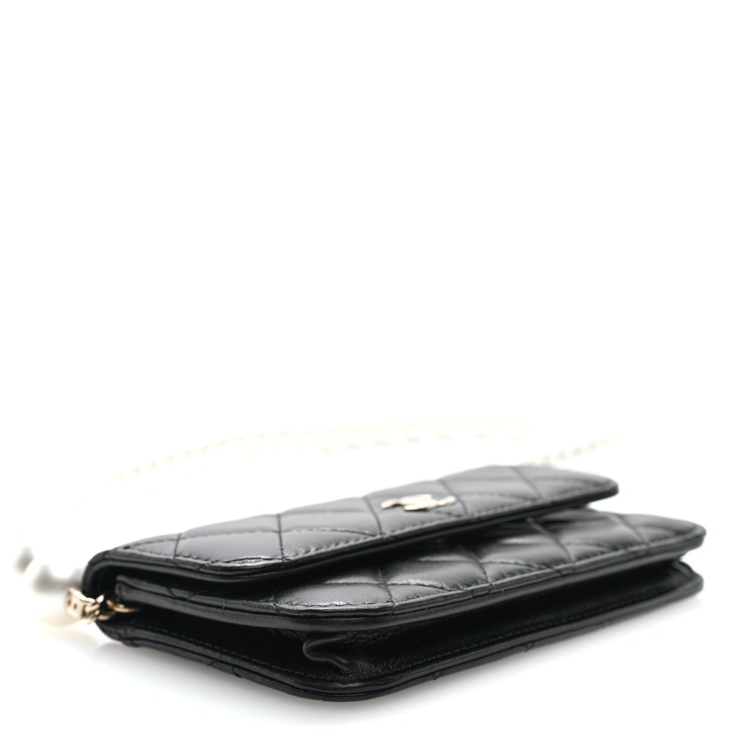 Chanel Calfskin Quilted Maxi Pearls Clutch With Chain Black 4 of 10
