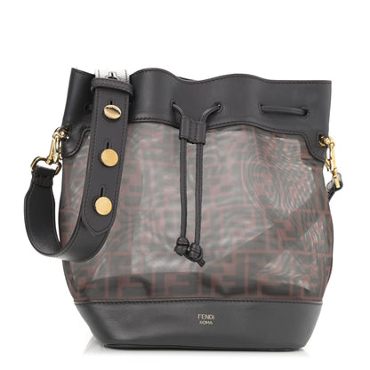 Fendi Mesh Vitello Grace F is Fendi FF 1974 Grande Mon Tresor Bucket Bag Marrone Black Ebano 1 of 9
