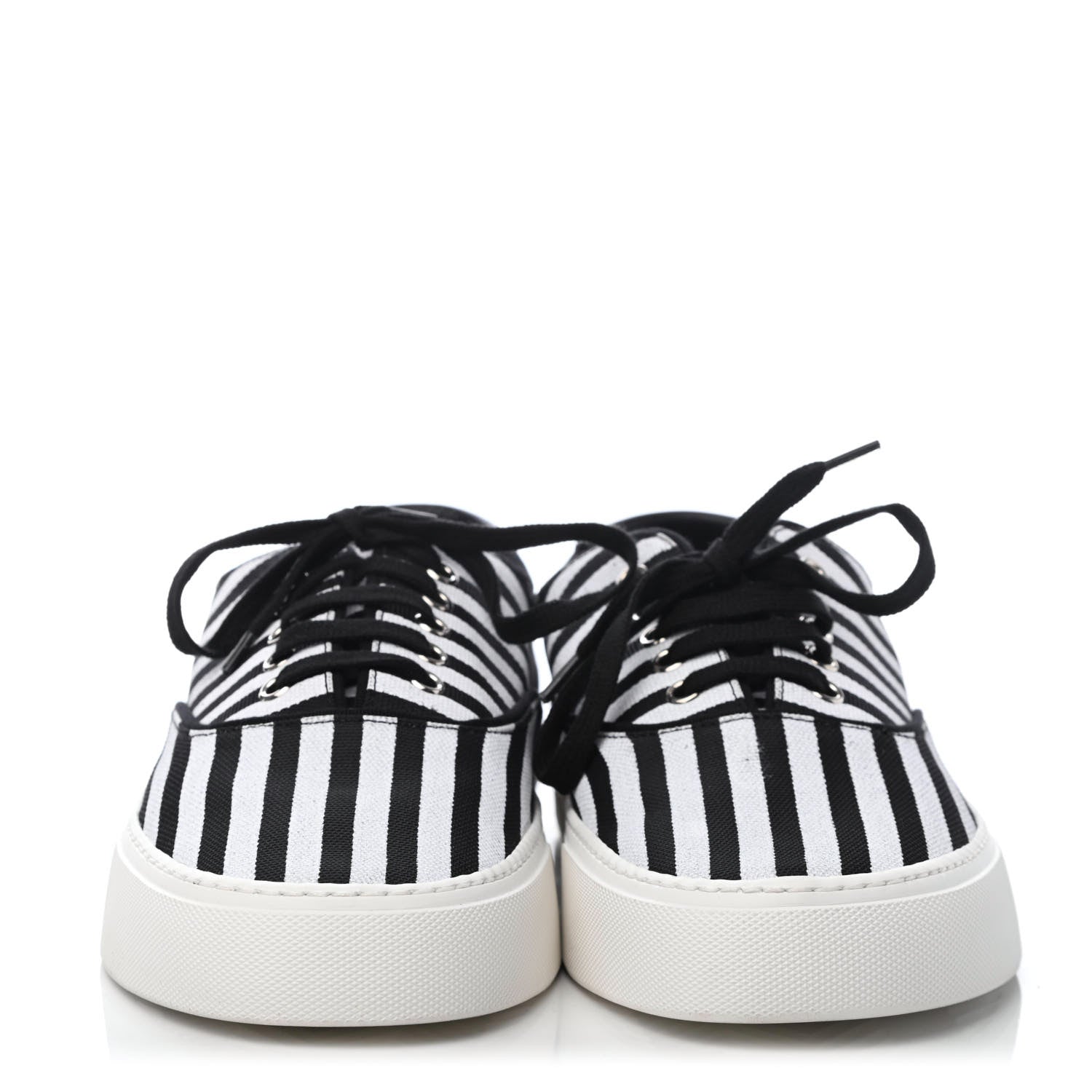 Saint Laurent Canvas Striped Mens Venice Sneakers 43.5 Black White 2 of 4