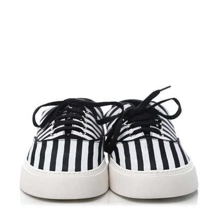 Saint Laurent Canvas Striped Mens Venice Sneakers 43.5 Black White 2 of 4