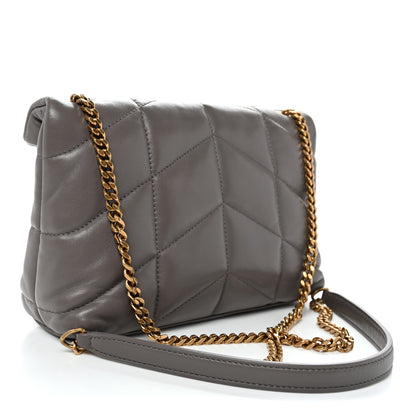 Saint Laurent Lambskin Quilted Toy Loulou Puffer Monogram Chain Satchel Storm 3 of 10