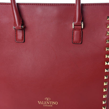 Valentino Garavani Vitello Rockstud Double Handle Tote Rosso Valentino 13 of 14