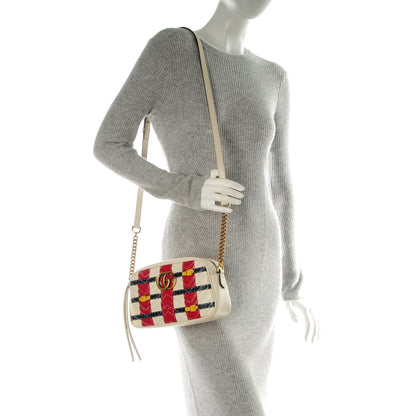 Gucci Calfskin Matelasse Trompe L'Oeil Print Small GG Marmont Chain Shoulder Bag White 2 of 7