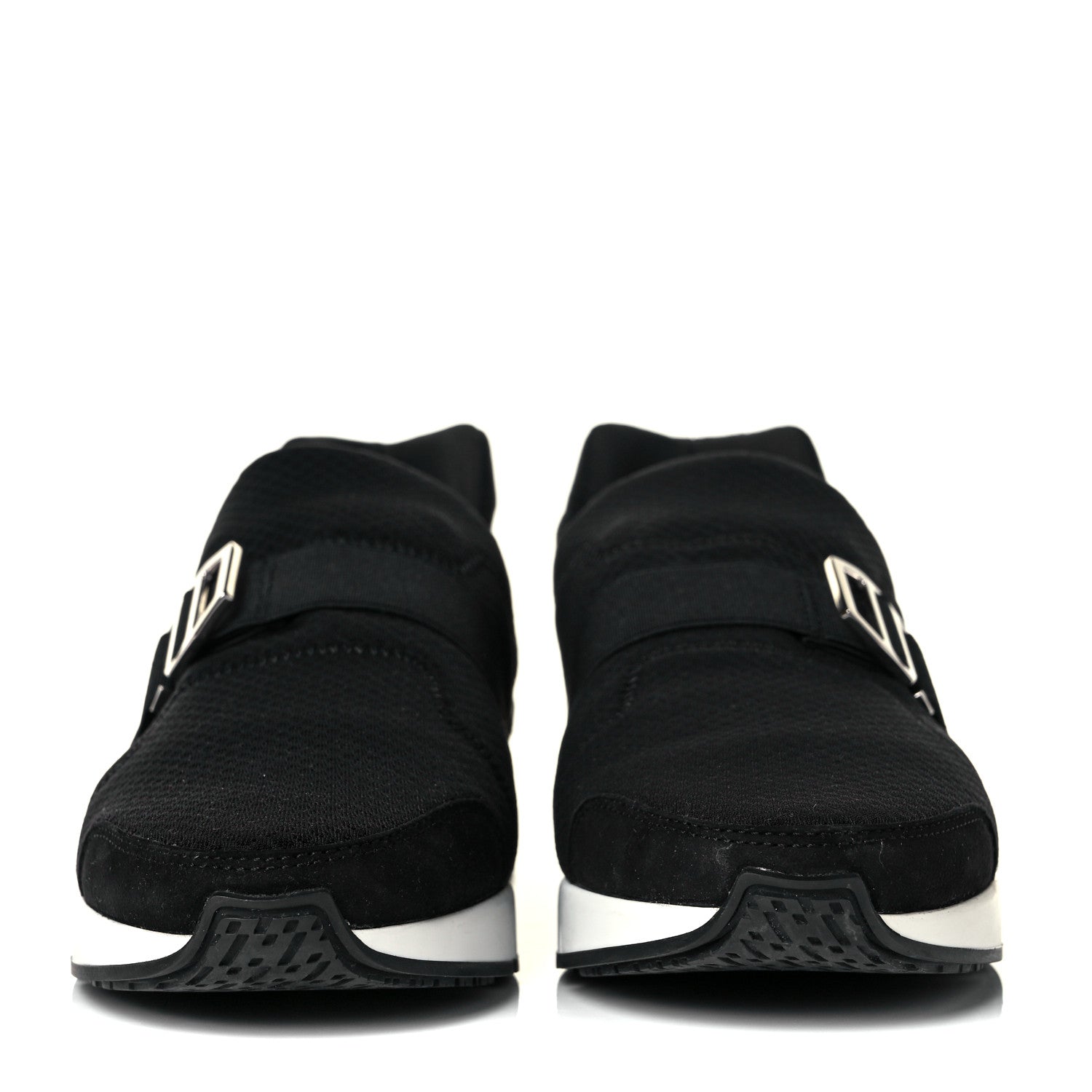 Hermes Technical Canvas Calfskin Run Sneakers 37.5 Black 2 of 9