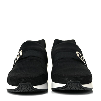 Hermes Technical Canvas Calfskin Run Sneakers 37.5 Black 2 of 9