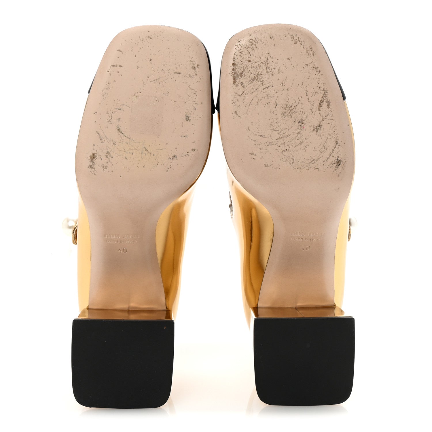 Miu Miu Metallic Patent Colorblock Mary Jane Pumps 40 Platino Black 6 of 9