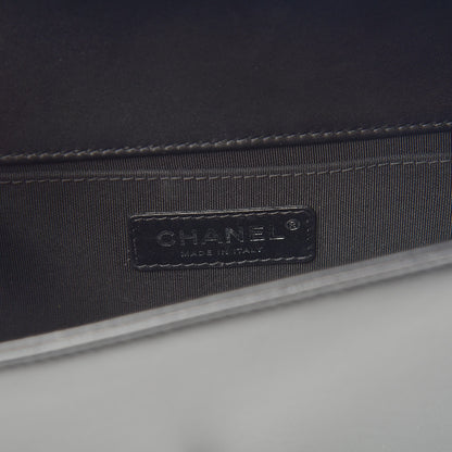 Chanel Calfskin Painted Chevron Embossed Medium Boy Flap Black 8 of 13