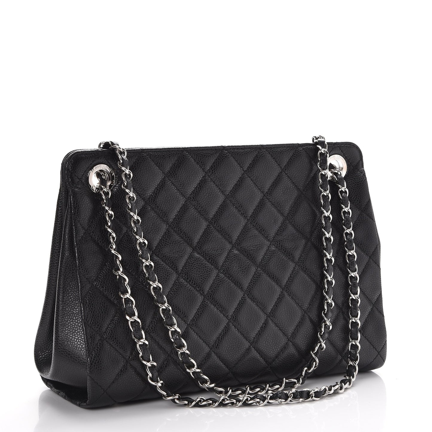 Caviar Quilted Timeless CC Shopping Tote Black