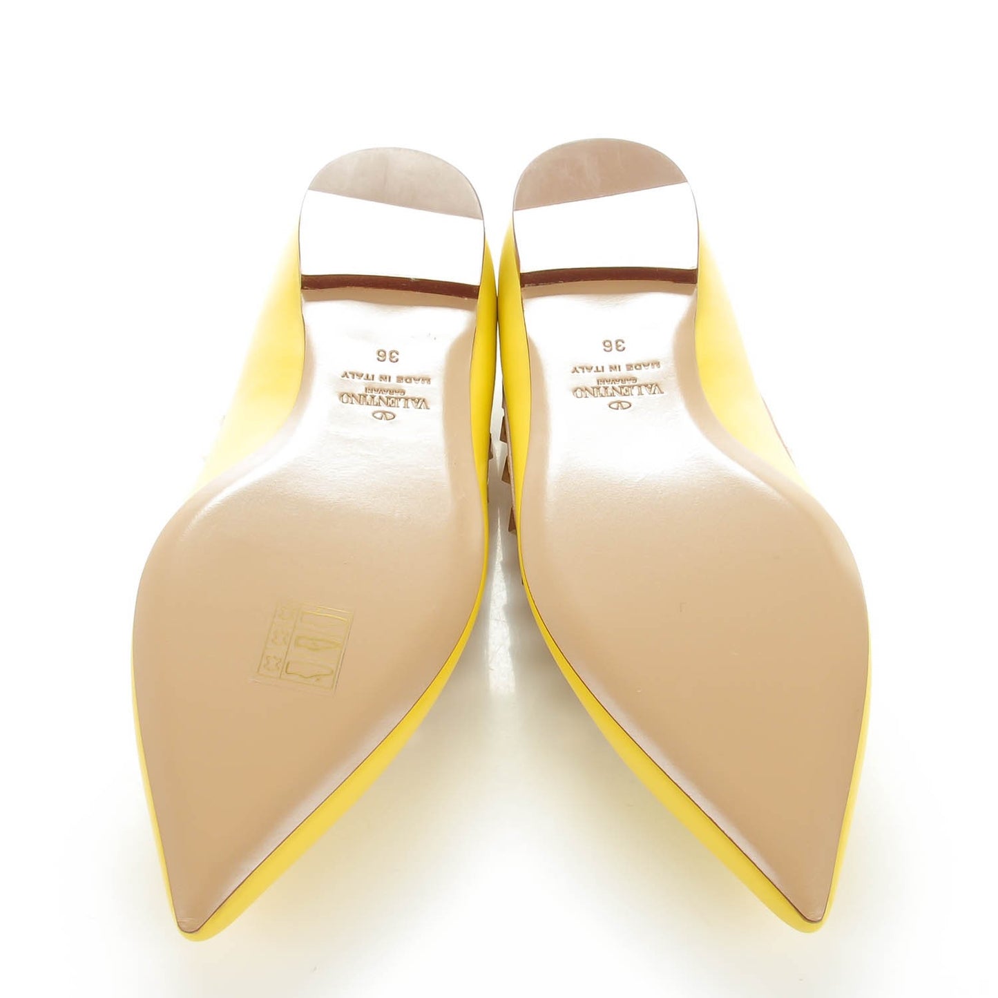 Calfskin Nappa Rockstud Ballerina Flats 36 Yellow Poudre