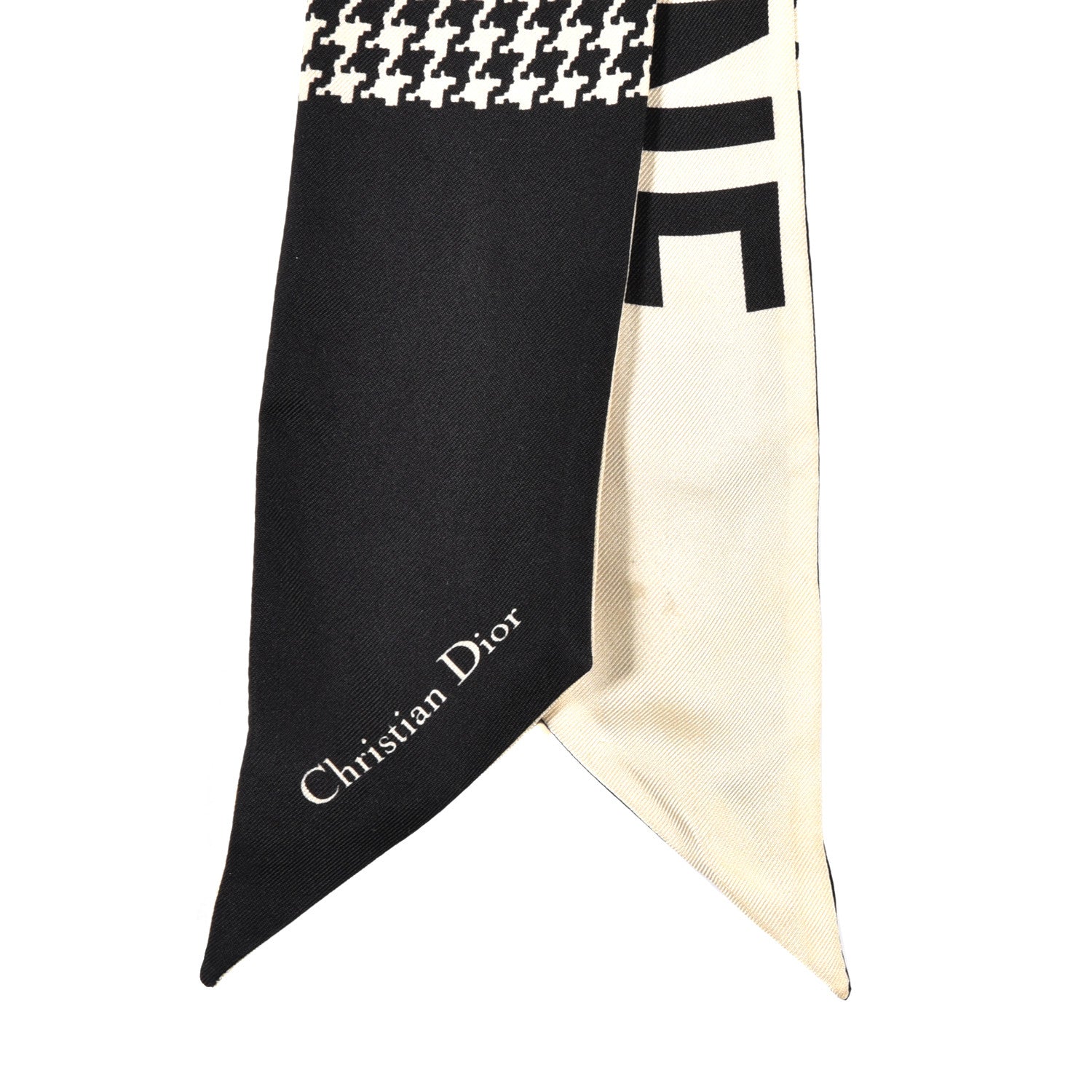 Christian Dior Silk 30 Montaigne Mitzah Scarf Black White 988215