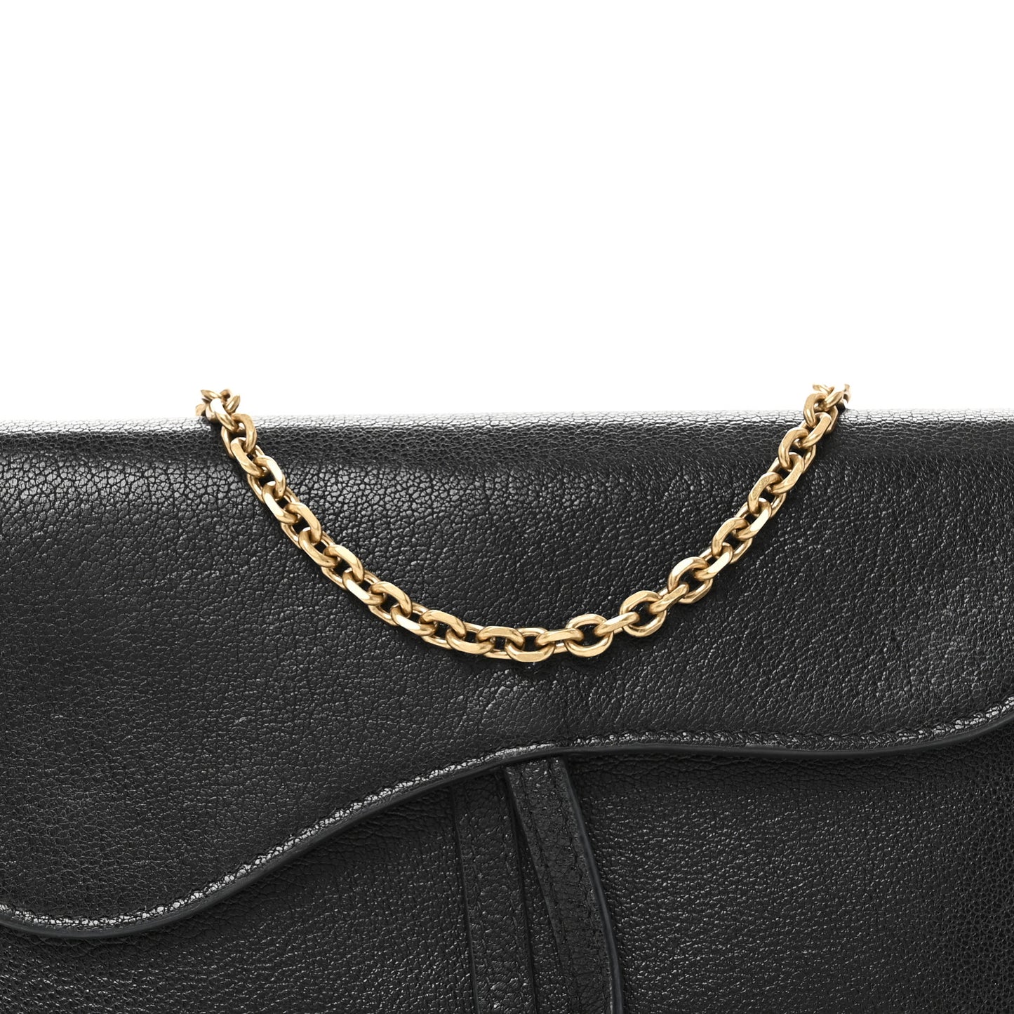 Goatskin Saddle Long Wallet With Chain Black