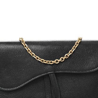 Christian Dior Goatskin Saddle Long Wallet With Chain Black 8 of 10