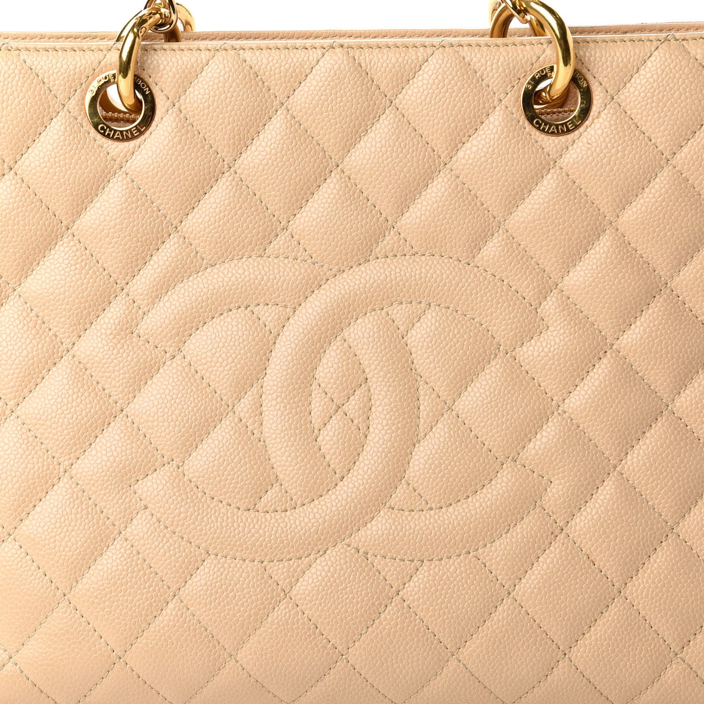 Caviar Quilted Grand Shopping Tote GST Beige Clair