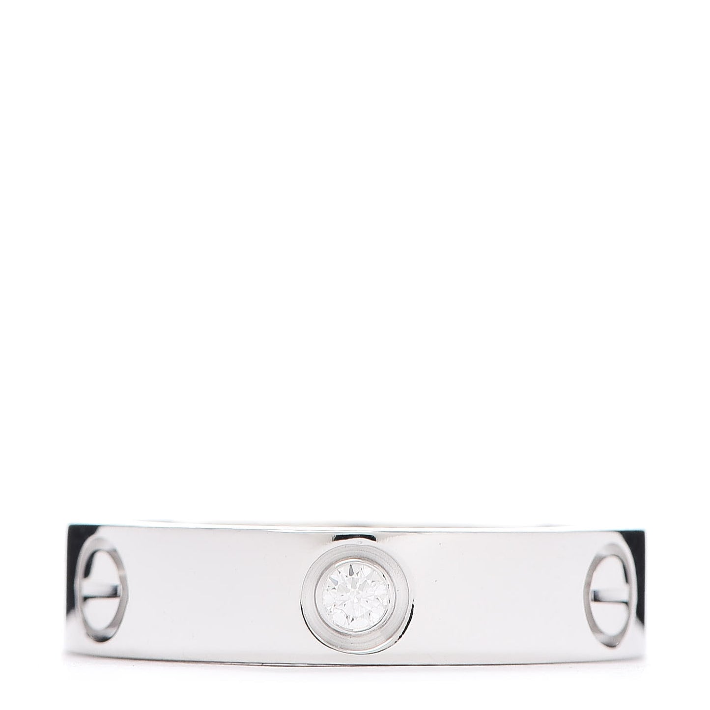 18K White Gold 3 Diamond 5.5mm LOVE Ring 61 9.5