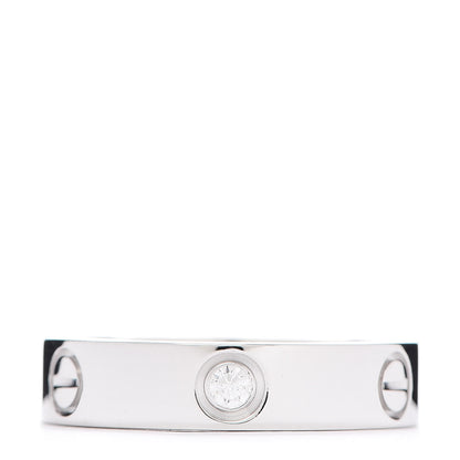 Cartier 18K White Gold 3 Diamond 5.5mm LOVE Ring 61 9.5 1 of 5