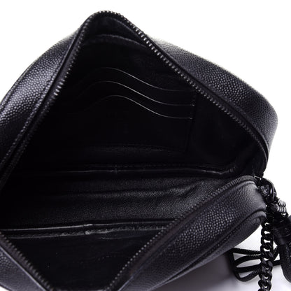 Saint Laurent Grain De Poudre Matelasse Monogram Mini Lou Camera Bag Black 5 of 11
