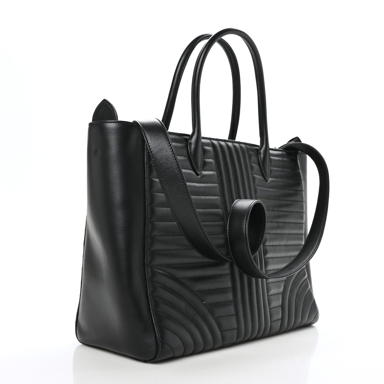 Prada Soft Calfskin Impunture Diagramme Tote Black 3 of 8