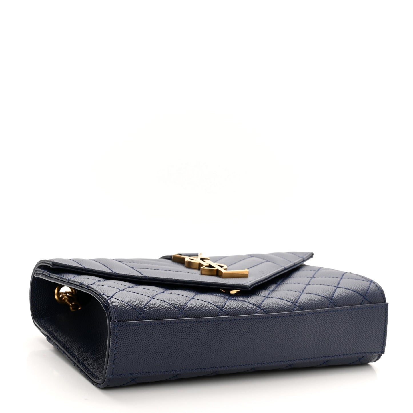 Grain De Poudre Textured Mixed Matelasse Triquilt Small Monogram Satchel Blue