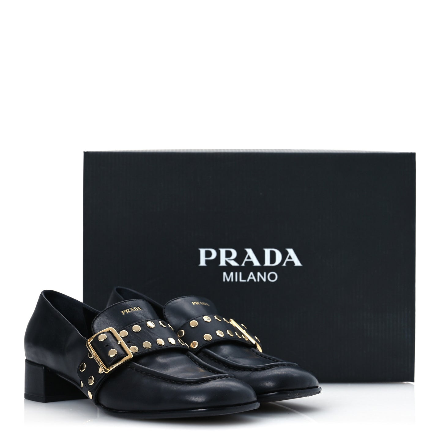 Calfskin Modellerie Stud Loafers 36.5 Black