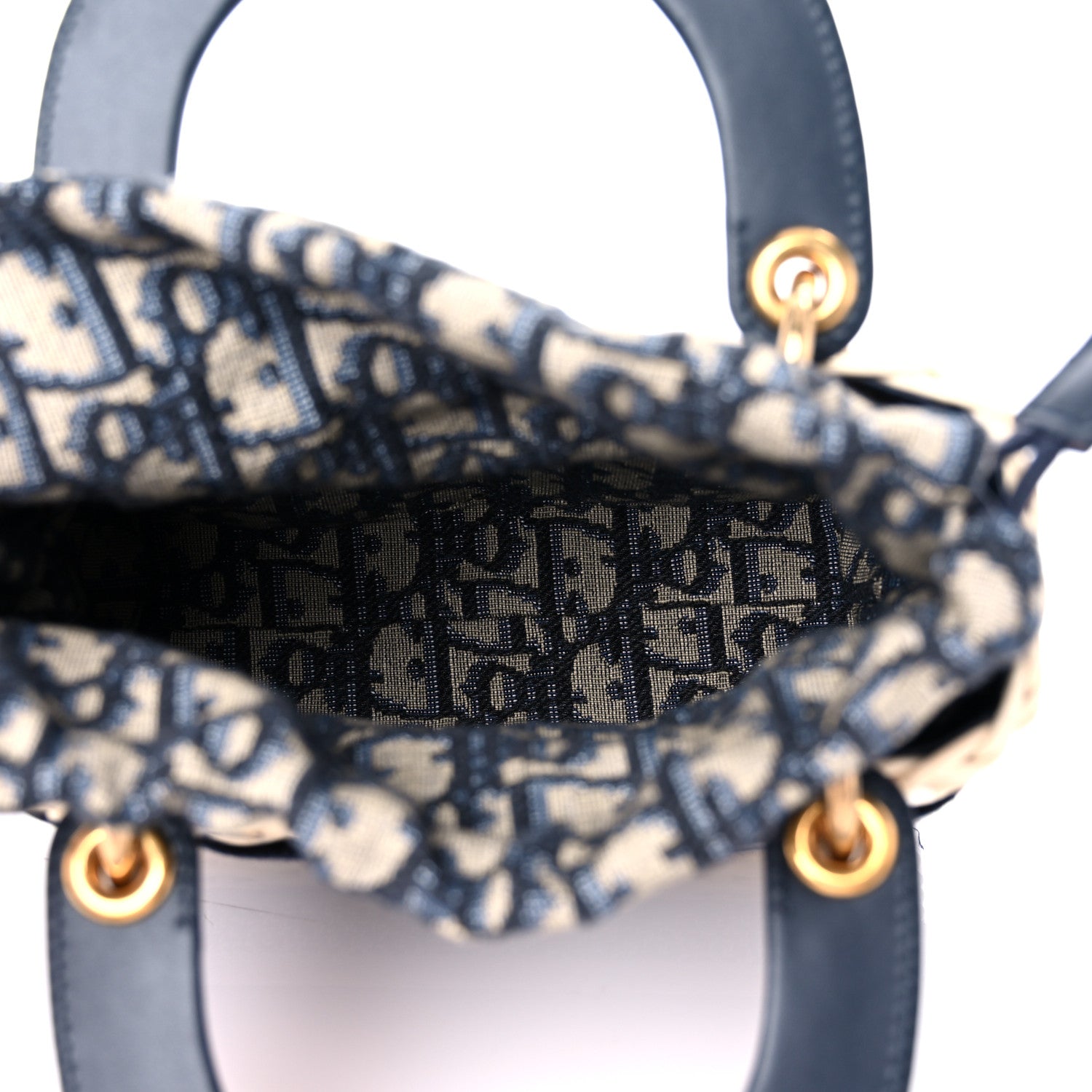 Christian Dior Wicker Oblique Mini Lady Dior Bag Blue 6 of 9