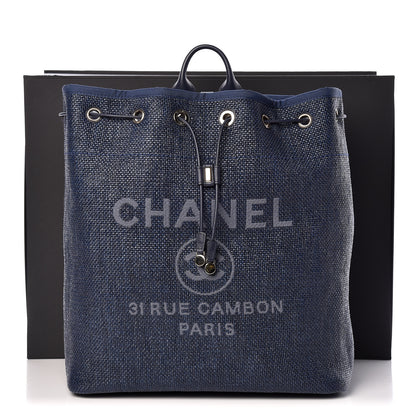 Chanel Woven Straw Medium Deauville Backpack Blue 14 of 14