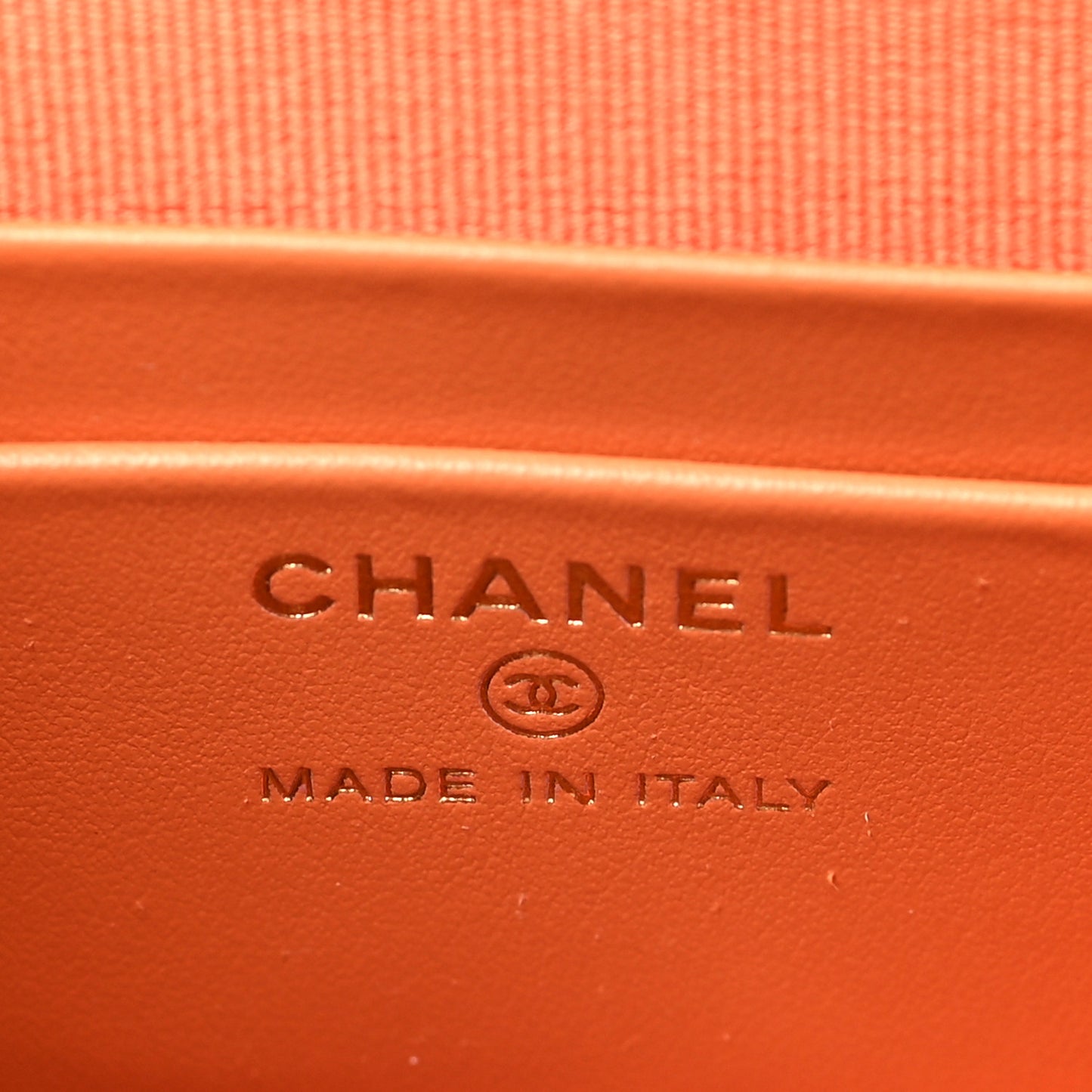 Patent Quilted Flap Phone Holder With Chain Orange