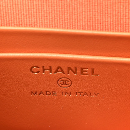 Chanel Patent Quilted Flap Phone Holder With Chain Orange 6 of 11