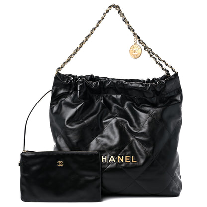Chanel Shiny Calfskin Quilted Chanel 22 Black 1 of 11