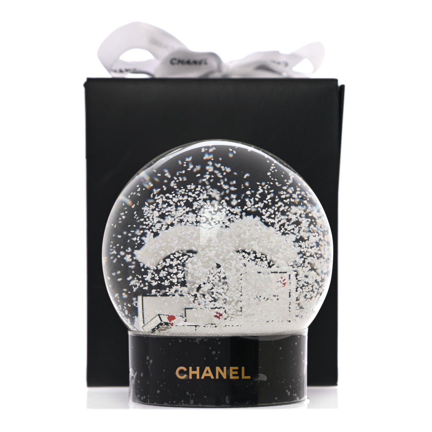Glass CC Shopping Bag Snow Globe