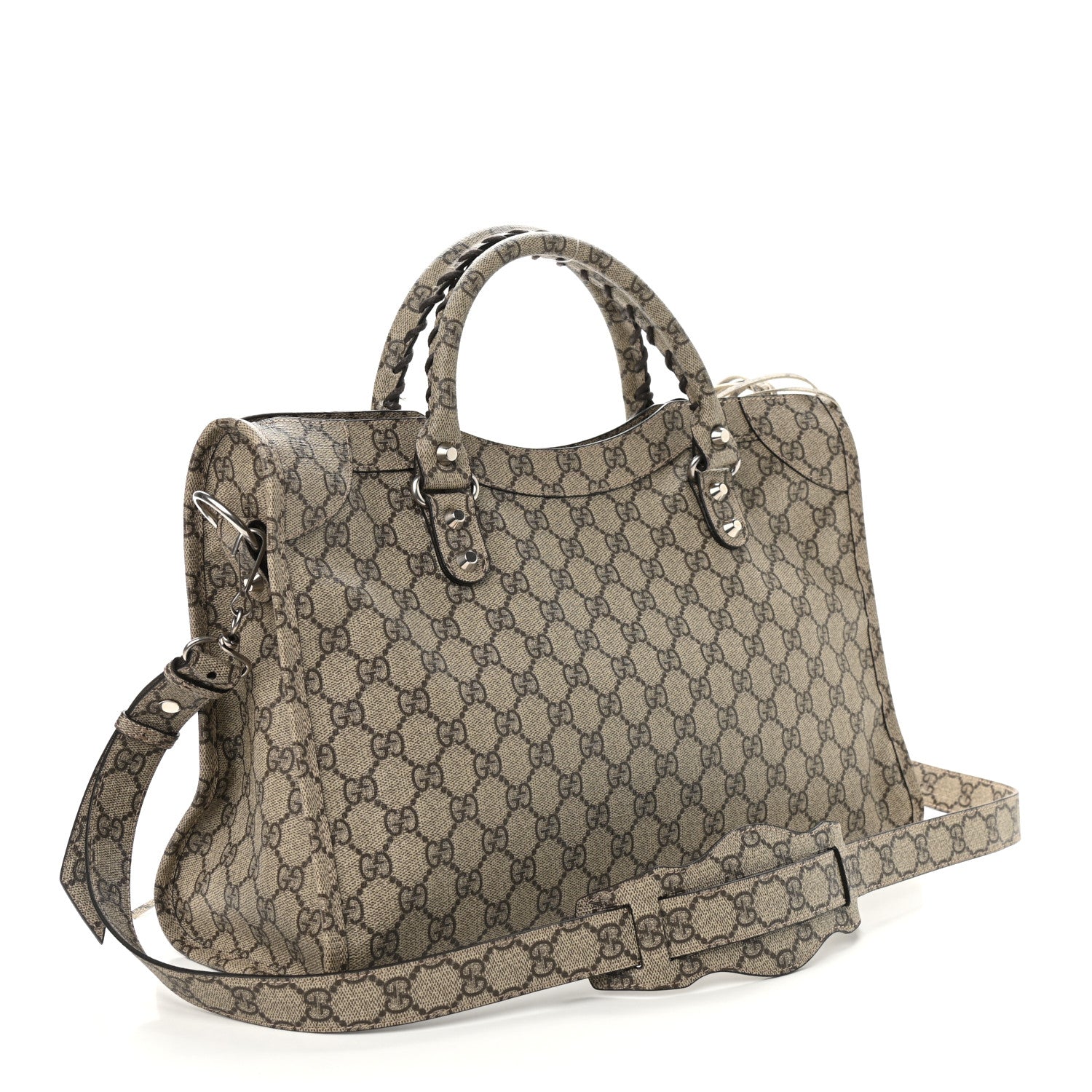 Balenciaga X GUCCI GG Supreme Monogram Neo Classic Silver Hardware City Beige Ebony 3 of 9