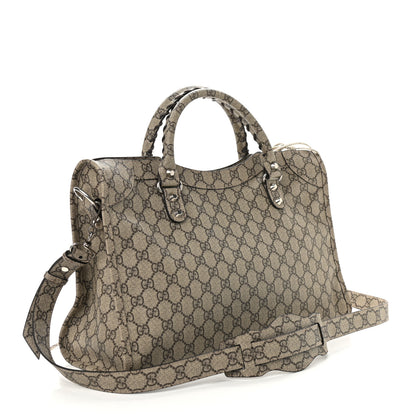 Balenciaga X GUCCI GG Supreme Monogram Neo Classic Silver Hardware City Beige Ebony 3 of 9