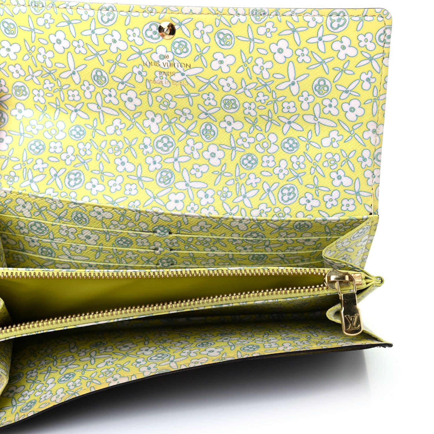Louis Vuitton Monogram Fleuri Sarah Wallet Bright Green 5 of 9