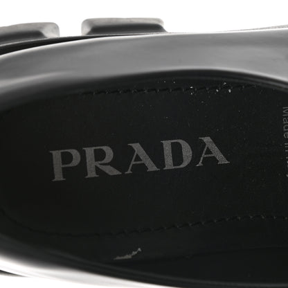 Prada Spazzolato Rois Metal Triangle Logo Monolith 55mm Loafers 41 Black 7 of 9