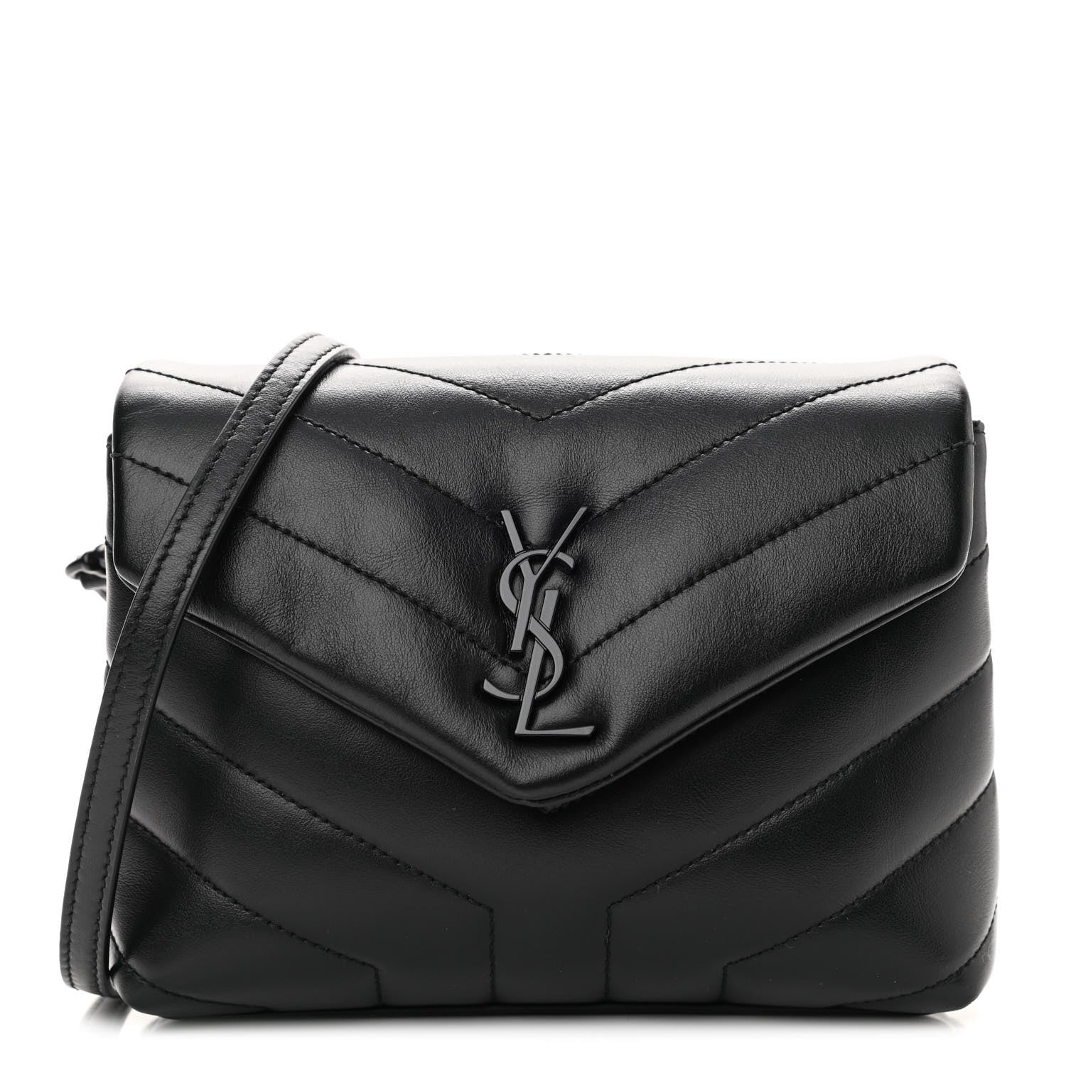 Saint Laurent Calfskin Y Quilted Monogram Toy Loulou Crossbody Bag Black 1 of 10