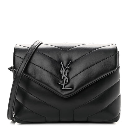 Saint Laurent Calfskin Y Quilted Monogram Toy Loulou Crossbody Bag Black 1 of 10