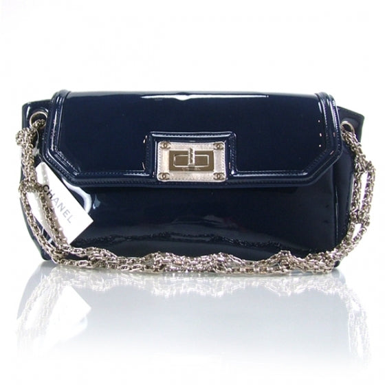 Chanel Patent Reissue Link Chain Medium Flap Navy 1 of 1