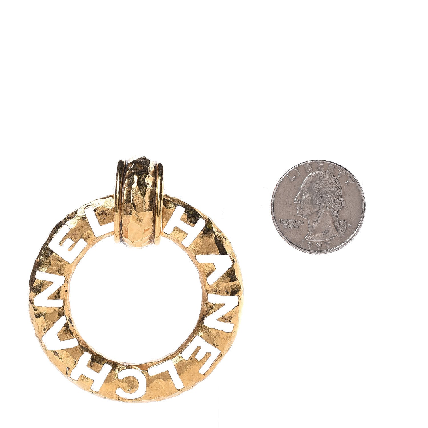 Chanel Logo Hoop Clip On Earrings Gold 2 of 5