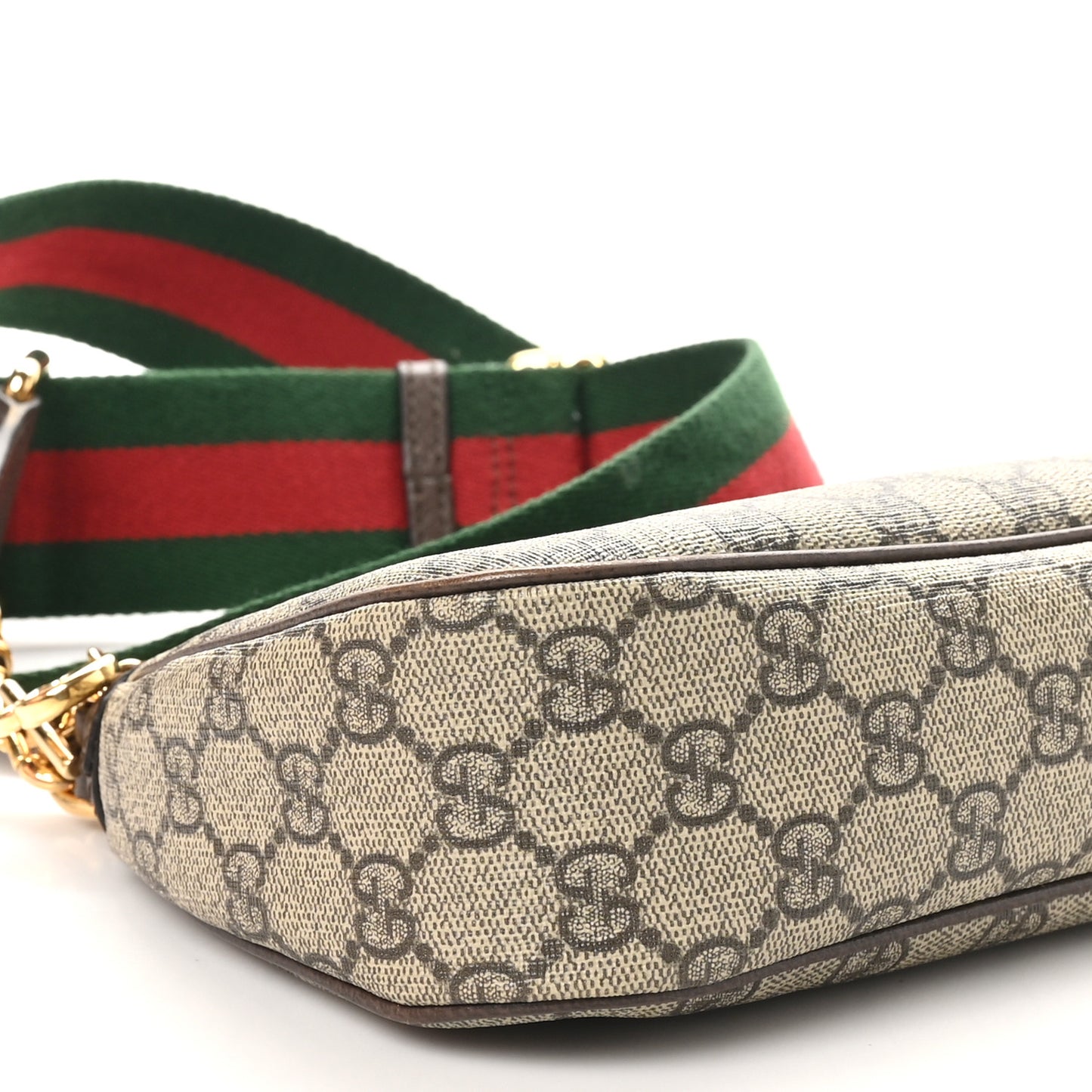 GG Supreme Monogram Textured Dollar Calfskin Web Small Ophidia GG Handbag Beige Ebony New Acero