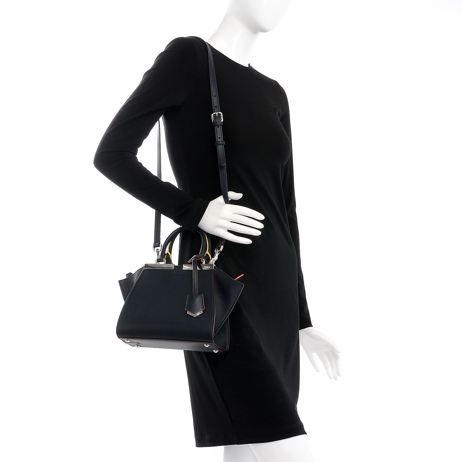 Fendi Vitello Dolce Mini 3jours Tote Blue Notte 2 of 8