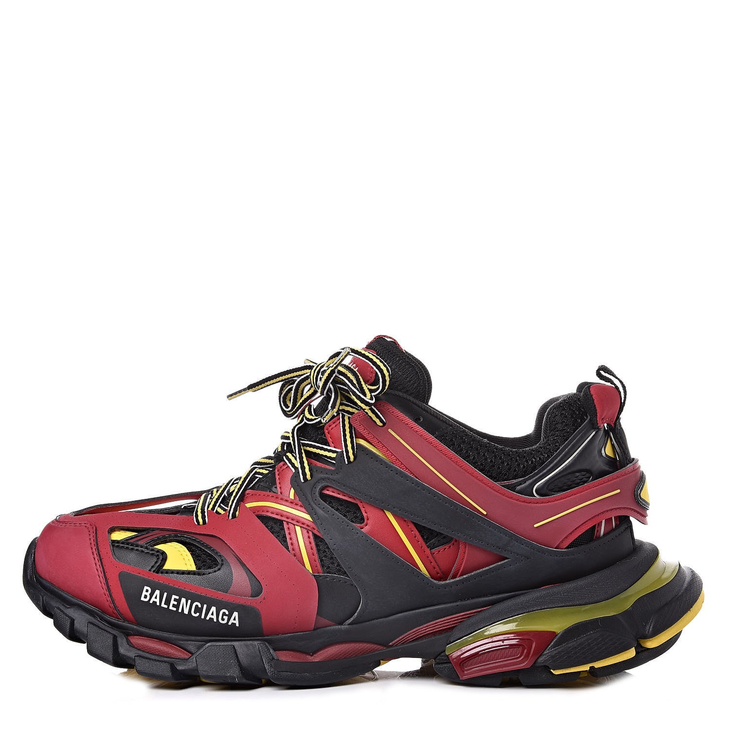 Balenciaga Mesh Nylon Metallic Fabric Mens Track Sneakers 10 Bordeaux Yellow 1 of 9
