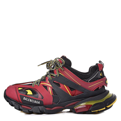 Balenciaga Mesh Nylon Metallic Fabric Mens Track Sneakers 10 Bordeaux Yellow 1 of 9