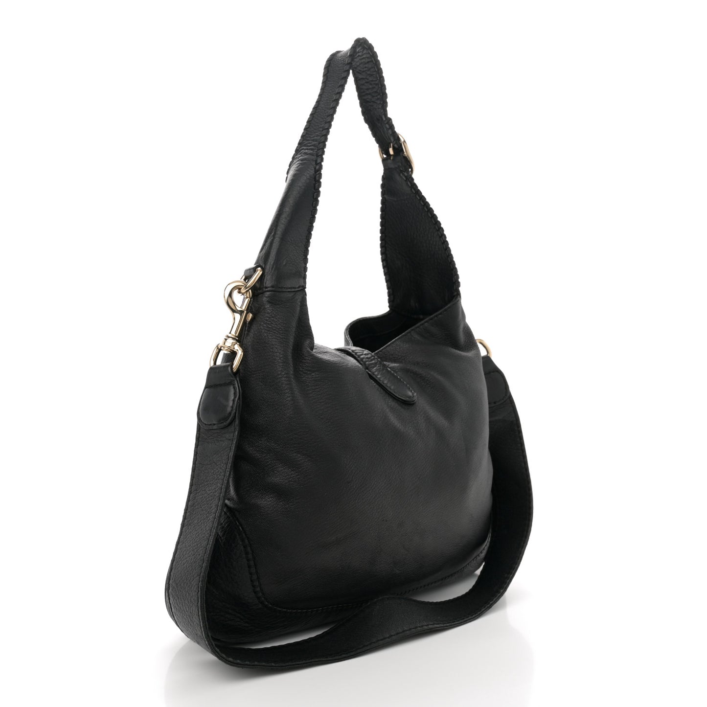 Pebbled Calfskin Medium New Jackie Shoulder Bag Black