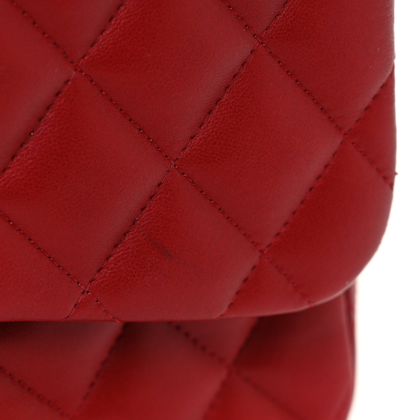 Lambskin Quilted Jumbo Double Flap Red