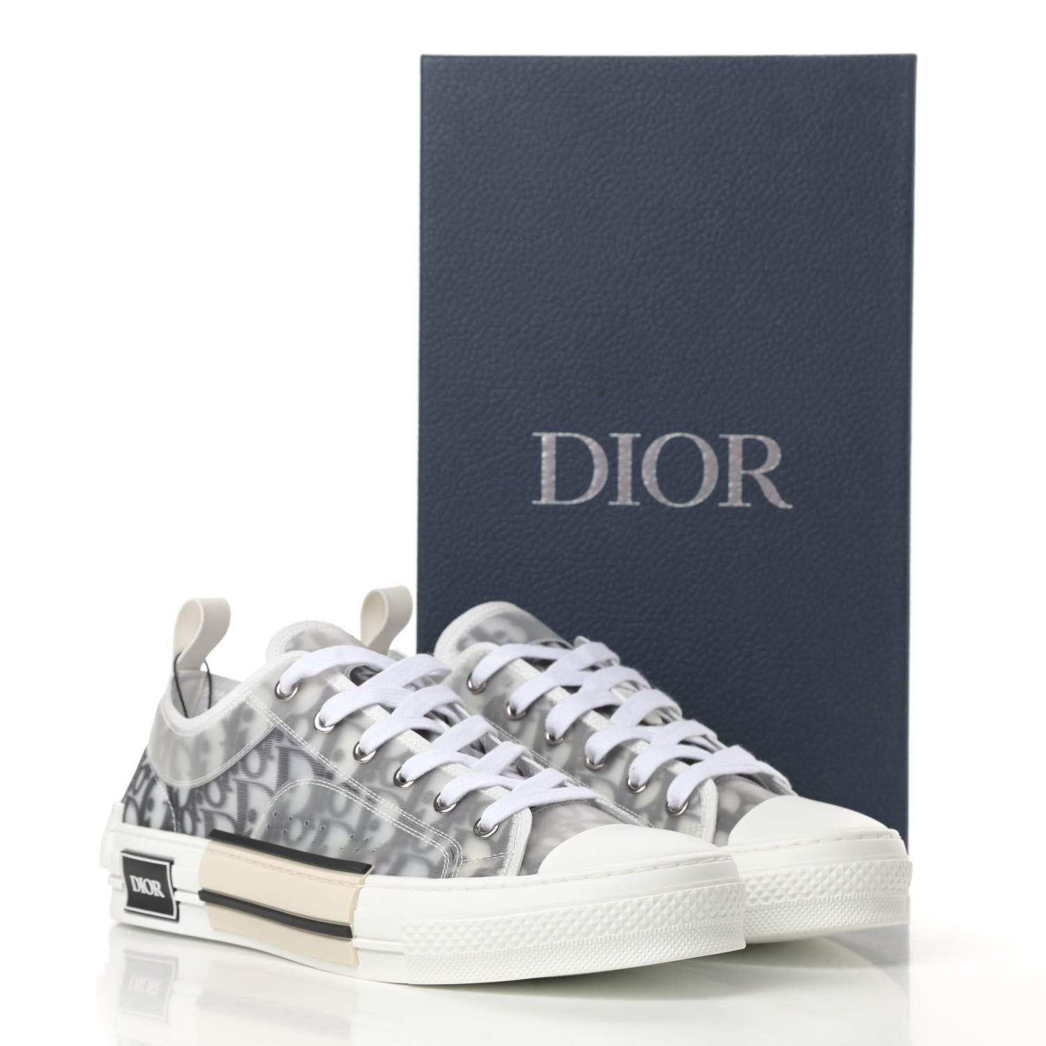 Christian Dior Technical Canvas Oblique Mens B23 Low Top Sneakers 43 White Black 9 of 9